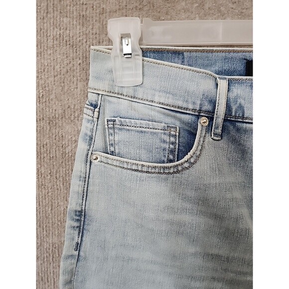 Express Straight Super High Rise Jeans Womens 8 Blue Light Wash Button Fly NEW - Picture 2 of 11